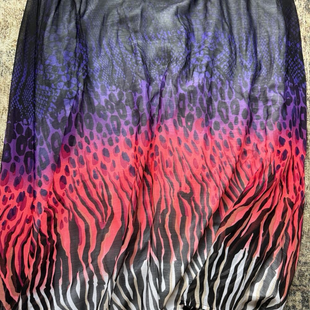 2B Bebe Animal Print Babydoll Maxi Dress Sz L Maximalism Y2K 2000s Halter Lined‎ - Picture 4 of 11